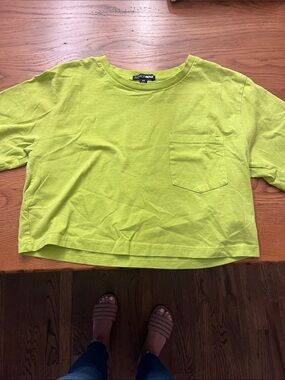 Fashion Nova Neon Lime Pocket Crop Tee